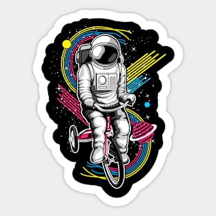 Astronaut In Space Playing Bike Sticker